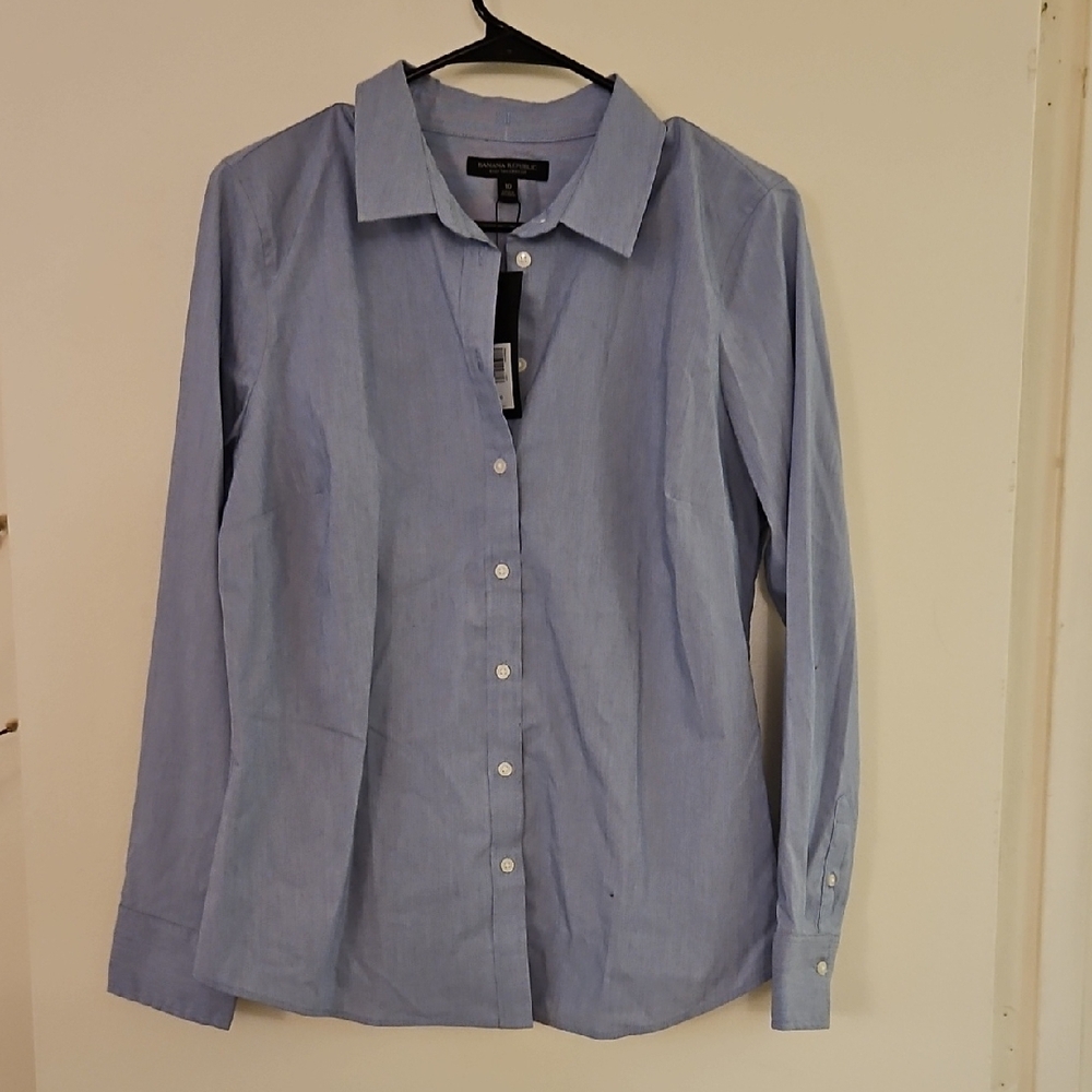 Women's Blue Button-Up Shirt